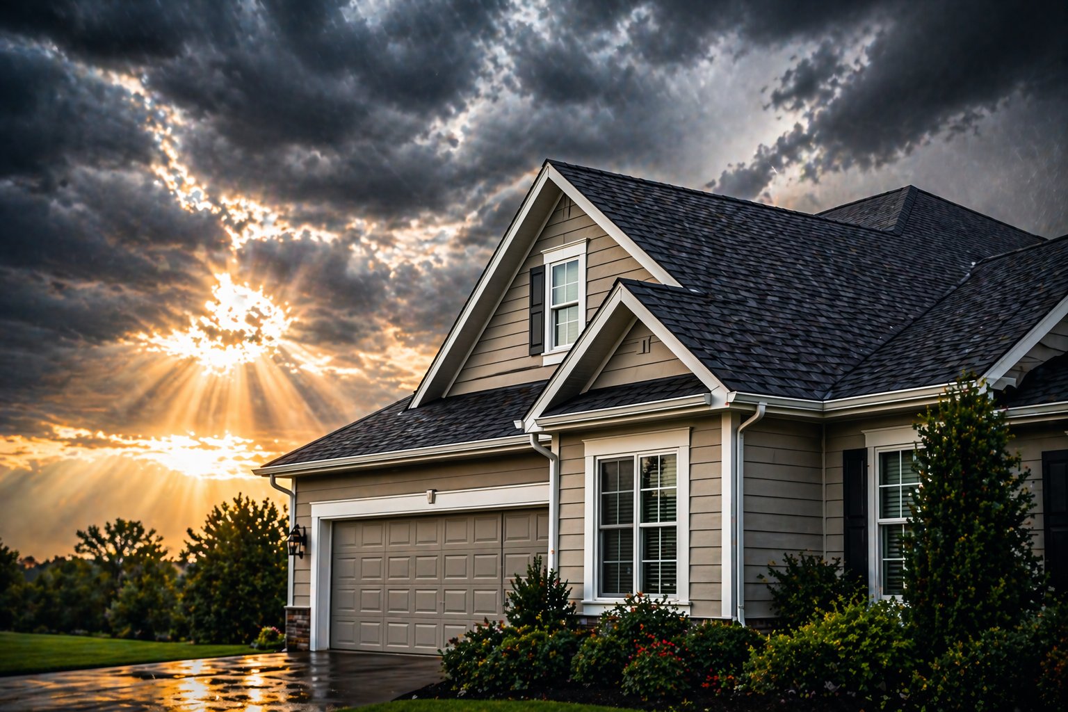 Storm damaged roof